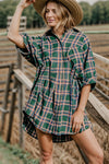 Explore More Collection - Plaid Button Up Collared Neck Shirt Dress