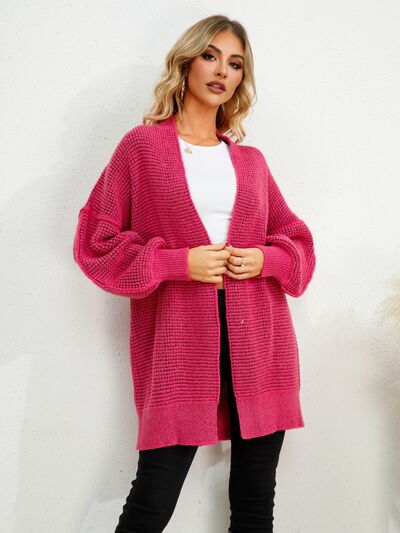 Explore More Collection - Open Front Dropped Shoulder Cardigan