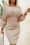 Explore More Collection - Ruched Lantern Sleeve Dress