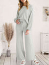 Explore More Collection - Long Sleeve Lounge Top and Drawstring Pants Set