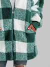 Explore More Collection - Plaid Zip-Up Hooded Jacket with Pockets
