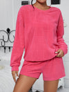 Explore More  Collection - Textured Round Neck Top and Shorts Set