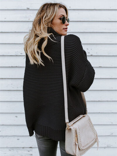 Explore More Collection - Turtleneck Dropped Shoulder Sweater