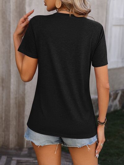 Explore More Collection - Heathered Round Neck Short Sleeve T-Shirt