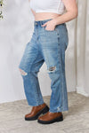 Explore More Collection - Judy Blue Full Size Distressed Raw Hem Straight Jeans