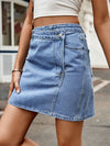 Explore More Collection - Pocketed High Waist Denim Skirt