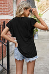 Explore More Collection - Ruffled Notched Cap Sleeve T-Shirt