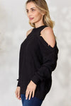 Explore More Collection - BiBi Cutout Shoulder Long Sleeve Knit Top