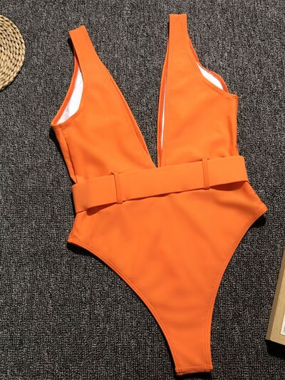 Explore More Collection - Plunge Wide Strap Sleeveless One-Piece Swimwear