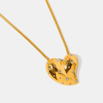 Explore More Collection - Inlaid Zircon Heart Stainless Steel Necklace