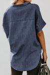 Explore More Collection - Pocketed Button Up Short Sleeve Denim Shirt