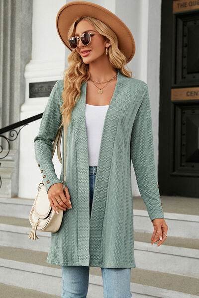 Explore More Collection - Open Front Long Sleeve Cardigan