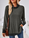 Explore More Collection - Contrast Mock Neck Long Sleeve T-Shirt