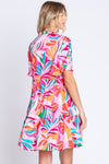 Explore More Collection - GeeGee Printed Short Sleeve Ruffle Hem Dress