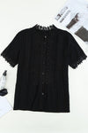 Explore More Collection - Lace Detail Button Up Short Sleeve Shirt