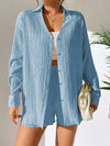 Explore More Collection - Textured Buttoned Shirt and Shorts Set