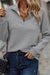 Explore More Collection - Plus Size Quarter Zip Long Sleeve T-Shirt