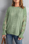 Explore More Collection - Openwork Lantern Sleeve Dropped Shoulder Sweater