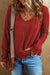 Explore More Collection - Exposed Seam V-Neck Long Sleeve T-Shirt