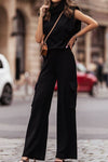 Explore More Collection - Turtleneck Sleeveless Top and Pocketed Pants Set