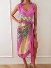 Explore More  Collection - Printed V-Neck Tie Shoulder Swimwear and Skirt Set