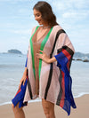 Explore More Collection - Openwork Color Block Plunge Cover-Up