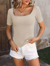 Explore More Collection - Square Neck Short Sleeve Sweater