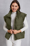 Explore More Collection - Zip Up Turtleneck Pocketed Vest Coat