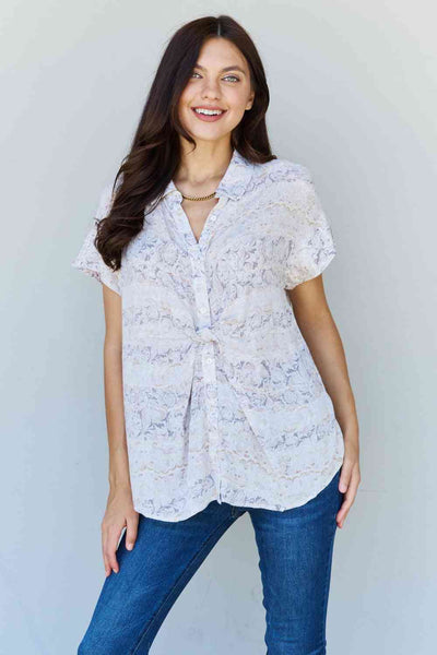 Explore More Collection - ODDI Full Size Floral Paisley Print Twist Tunic Top