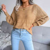 Explore More Collection - Boat Neck Dolman Sleeve Ribbed Trim Sweater