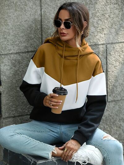 Explore More Collection - Contrast Drawstring Dropped Shoulder Hoodie