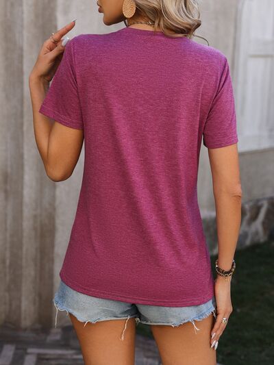 Explore More Collection - Heathered Round Neck Short Sleeve T-Shirt