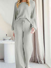 Explore More Collection - Long Sleeve Lounge Top and Drawstring Pants Set