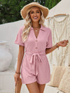 Explore More Collection - Short Sleeve Tie Waist Romper