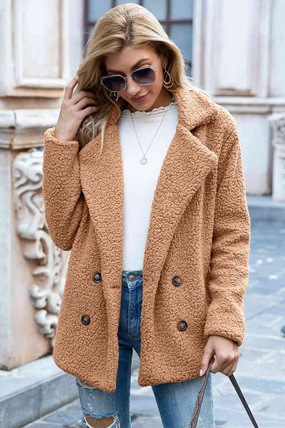 Explore More Collection - Full Size Lapel Collar Sherpa Coat