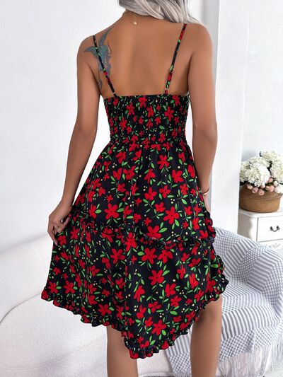 Explore More Collection - Printed Plunge Cap Sleeve Cami Dress