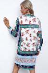 Explore More Collection - Printed Button Up Long Sleeve Shirt Dress