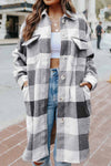 Explore More Collection - Plaid Button Up Dropped Shoulder Coat