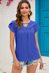 Explore More Collection - Eyelet Round Neck Short Sleeve T-Shirt