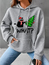 Explore More Collection - Full Size WHAT Graphic Waffle-Knit Long Sleeve Drawstring Hoodie