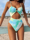 Explore More Collection - Cutout Tie-Dye Spaghetti Strap One-Piece Swimwear