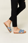 Explore More Collection - Forever Link Raw Trim Denim H-Band Flat Sandals