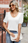 Explore More Collection - Round Neck Ruffle Trim Short Sleeve T-Shirt