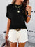 Explore More Collection - Round Neck Rib Trim Short Sleeve Knit Top