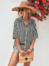 Explore More Collection - Striped Dropped Shoulder Half Sleeve Shirt