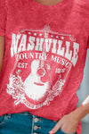 Explore More Collection - NASHVILLE COUNTRY MUSIC Graphic Round Neck Tee Shirt