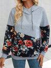 Explore More Collection - Floral Drawstring Hoodie with Pocket