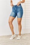 Explore More Collection - Judy Blue Full Size Tummy Control Double Button Bermuda Denim Shorts