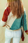 Explore More Collection - Color Block Round Neck Dropped Shoulder Pullover Sweater