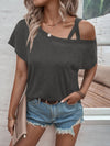 Explore More Collection - Asymmetrical Neck Short Sleeve T-Shirt